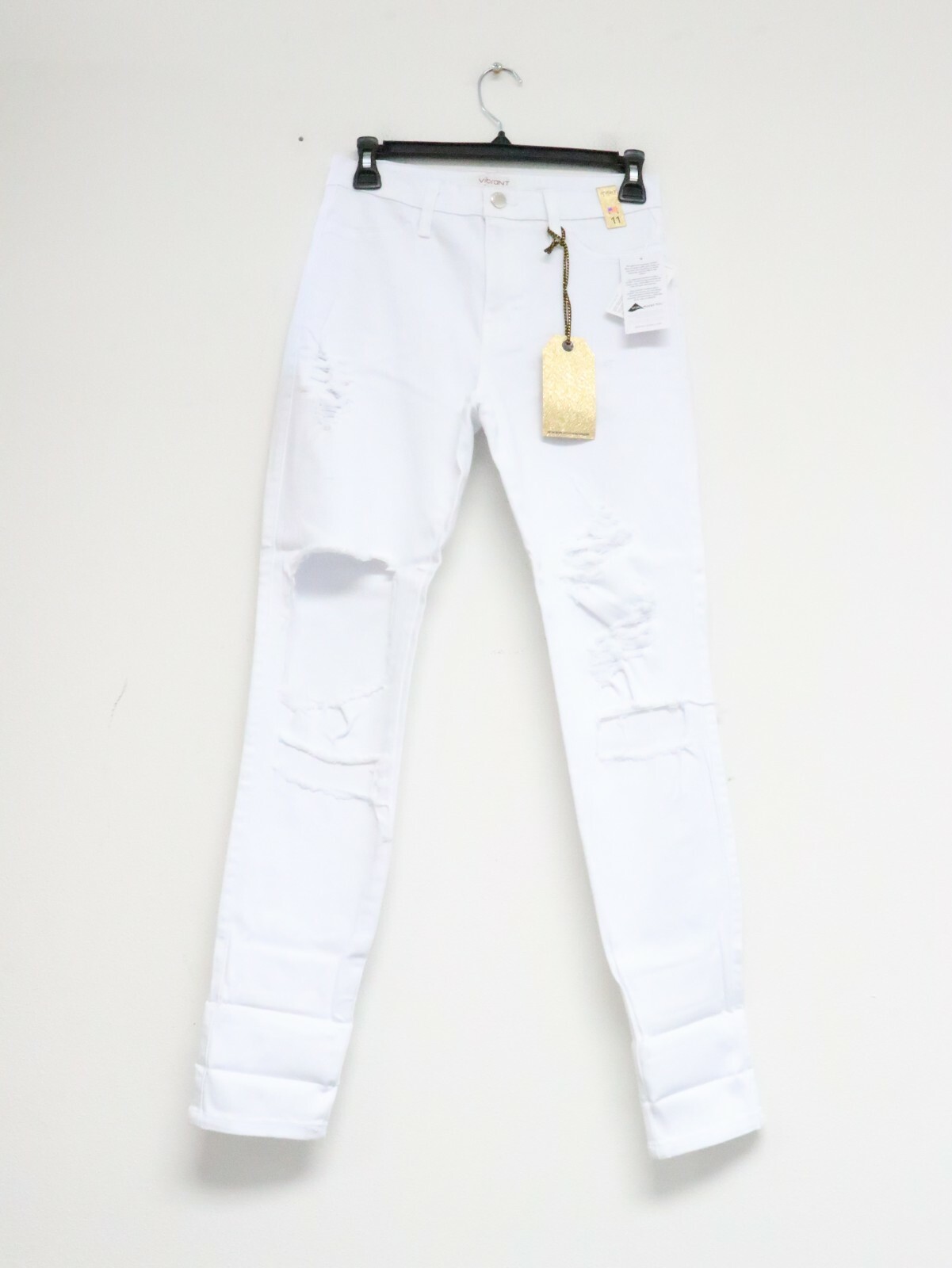 Size 11 White High Waist Distressed Skinny Women 29x29 P711