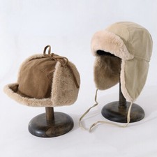 Winter Earflap Trapper Hats Aviator Russian Thermal Fur Ski Hat Outdoor Warm Cap