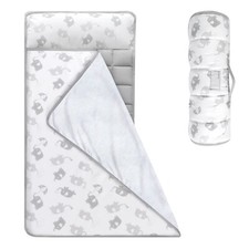 Toddler Nap Mat with Pillow Blanket for Preschool/Daycare/Travel 21"x50" Gray