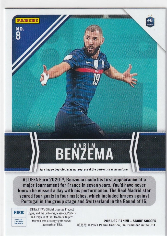 Panini FIFA Score 2021-22 Soccer No. 8 Karim Benzema Next Level Gold Lava 7/10 - Image 2 of 2