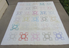 Quilted Patchwork Squares Quilt Hand Sewn 78" x 67"