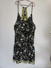 Princess Vera Wang Women's Junior Size XL Flounce Hem Black Dress Floral Print