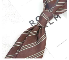 New Classic Striped Green Brown JACQUARD WOVEN 100% Silk Men's Necktie Tie