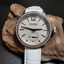 Italian Haurex Women's FS341DSS Grand Class Crystal Bezel Leather Band Watch