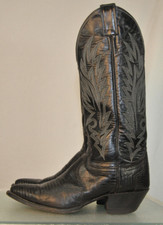Vintage Justin US Womens Size 6.5 B Black Lizard Cowbody Boots USA Style L4706