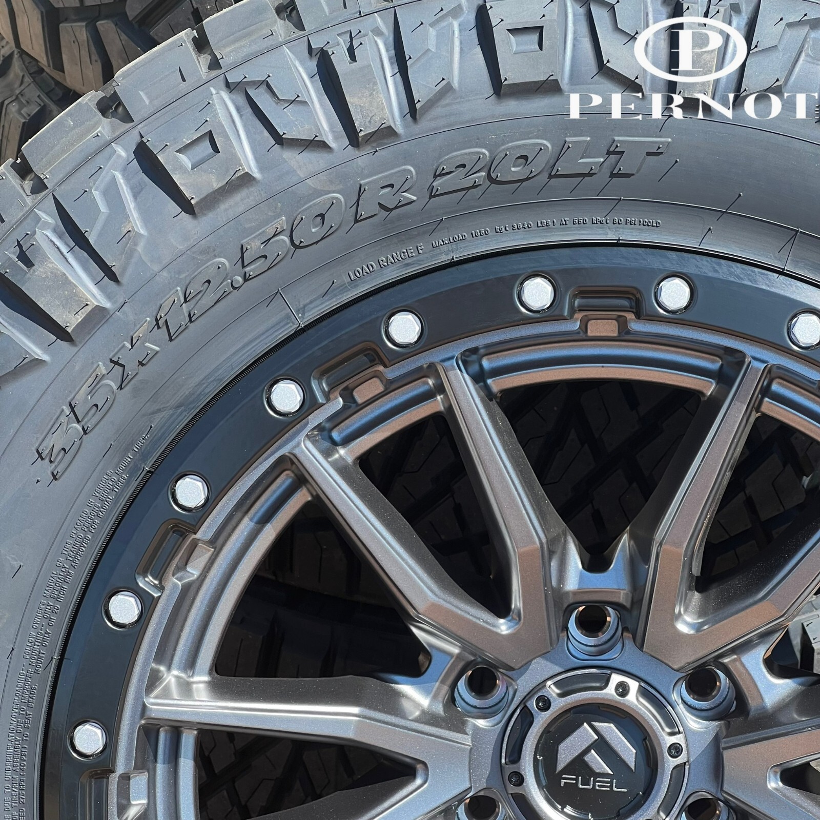 Fuel D680 Rebel Gray Wheels 20x10 6x5.5 & Nitto Ridge Grappler 35 (Set