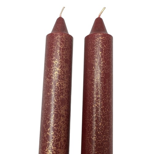 ROOT Gilded 9" Gentry Candle Set 2 Wine Burgundy Beeswax-Enriched 22.5 Hour Burn