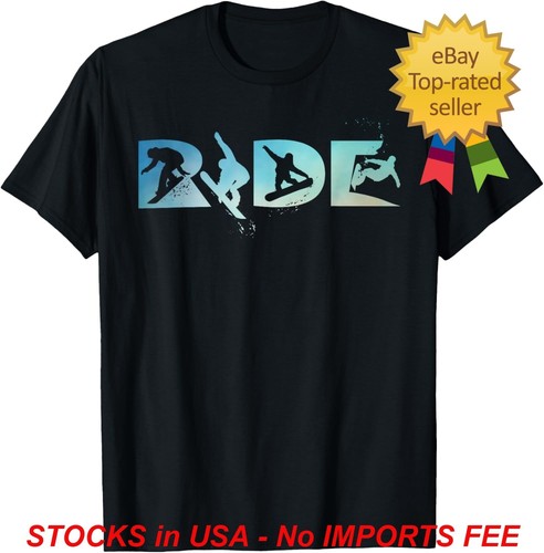 Ride Snowboarding T-Shirt Vintage Funny Snowboarder Silhouette Novelty Tee