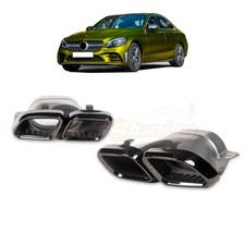 MERCEDES C-Class W205 GLC X253, C253 19+ BLACK EXHAUST TAIL PIPE TIPS