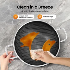 Frying Pan w/ Glass Lid Non Stick Saute Fry Pan Stainless Steel Kitchen Cookware