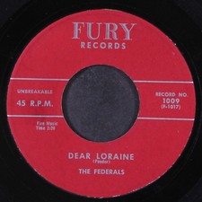 FEDERALS: dear lorraine / she's my girl FURY 7" Single 45 RPM