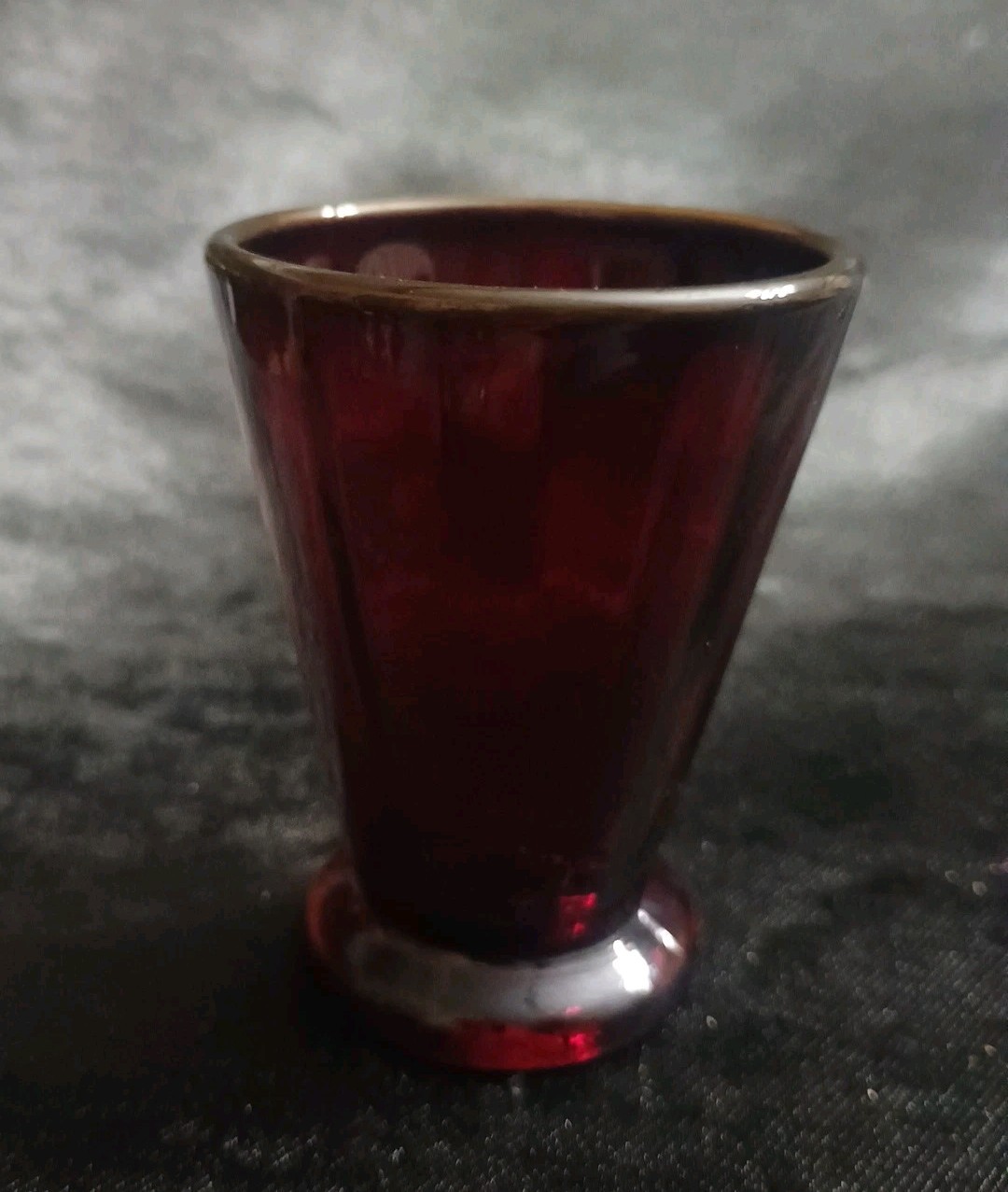 Vintage Royal Ruby Red Anchor Hocking Glass Footed 4 oz Juice Glass
