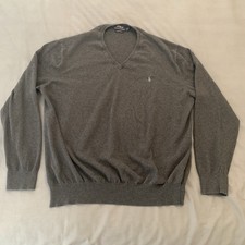 Polo Ralph Lauren Sweater Mens XL Gray V Neck Pima Cotton Pullover Classic Logo