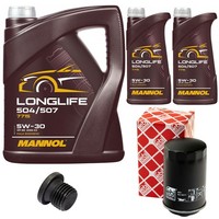 MotoröL Set Mannol 5W30 7 Liter + ÖLfilter + Schraube FüR VW Amarok 2.0 160 PS