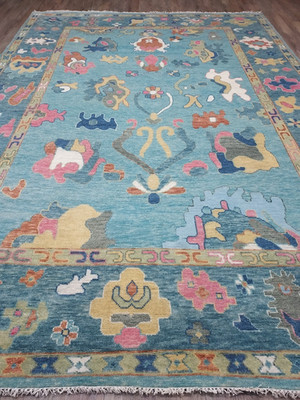 Turkish Hand Made Bohemian Oushak Contemporary Design, Turkish Rug 10x14 Ft