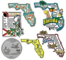 Florida Six-Piece State Magnet Set by Classic Magnets, Includes 6 Designs