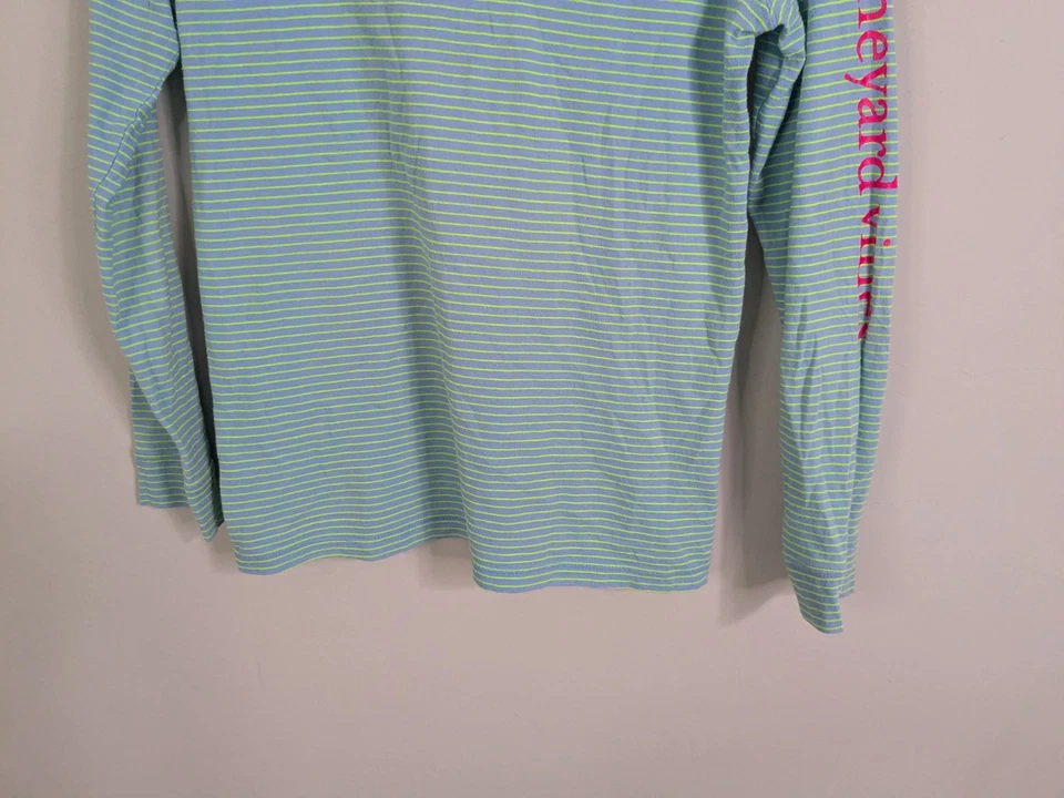 Vineyard Vines Hooded T-shirt Boys Large Blue Long Sleeve Striped - Image 3 of 4