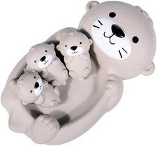 Otter Bath Toy Set - Mother and 3 Baby Otters, Floating Water Toy for Babies