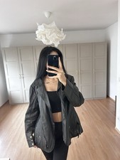 Mandarin Lederjacke - schwarz - Bikerstil - Vintage einwandfreier Zustand