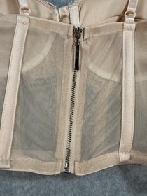 Cream Lace Corset Bustier Top Bra Y2K Lingerie Style Mesh Underwire Small