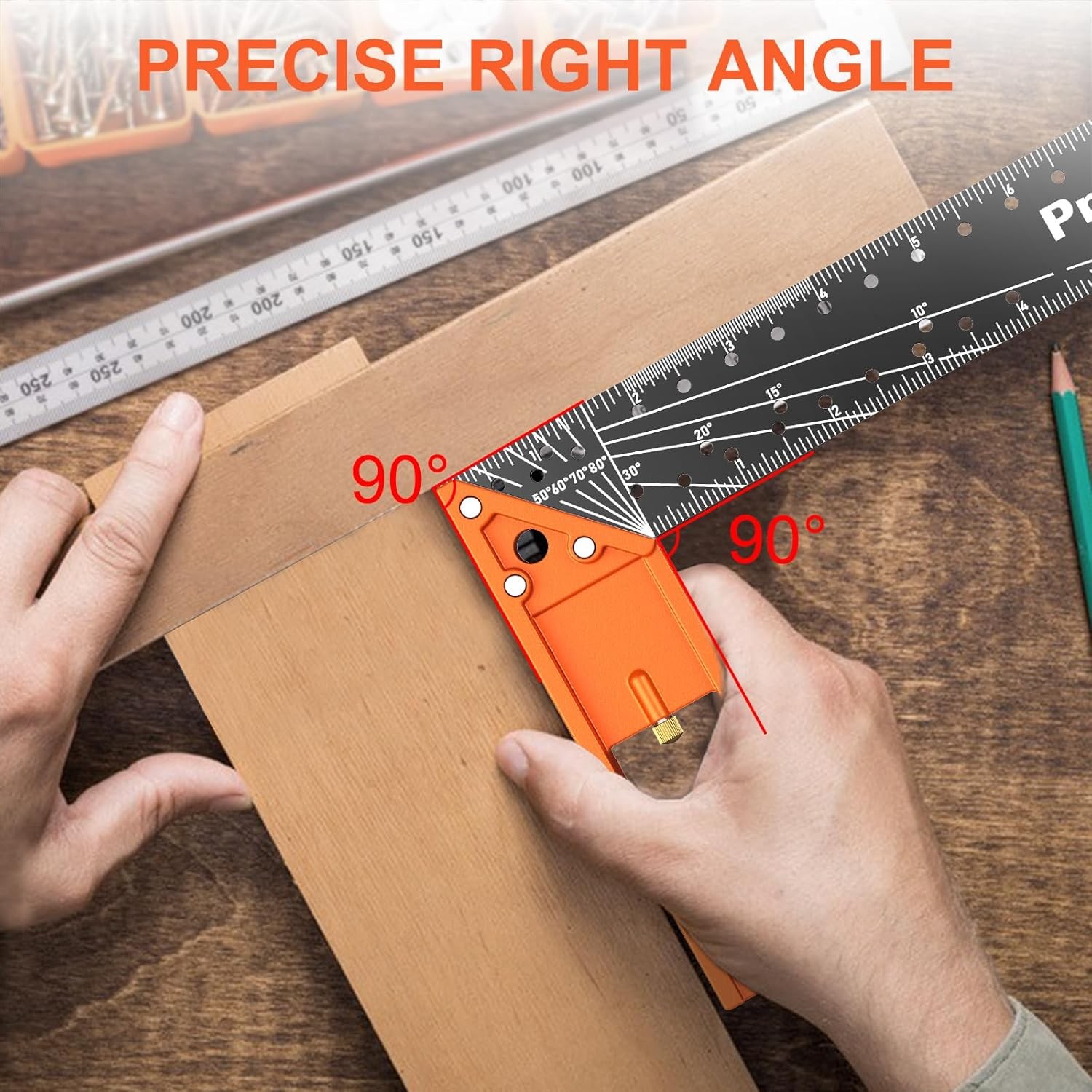 12” Woodworking Square Ruler - Preciva Right Angle Carpenter Orange 