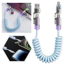 240W 4 in 1 Multi Charging Cable Flat Braided USB C Charge Cord Data Transfer