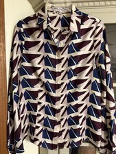 Carolina Herrera Italy Silk Long Sleeve Geome...