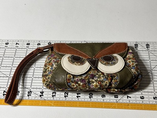 Cute Owl Floral Corduroy Faux Leather Wristlet - Picture 14 of 15