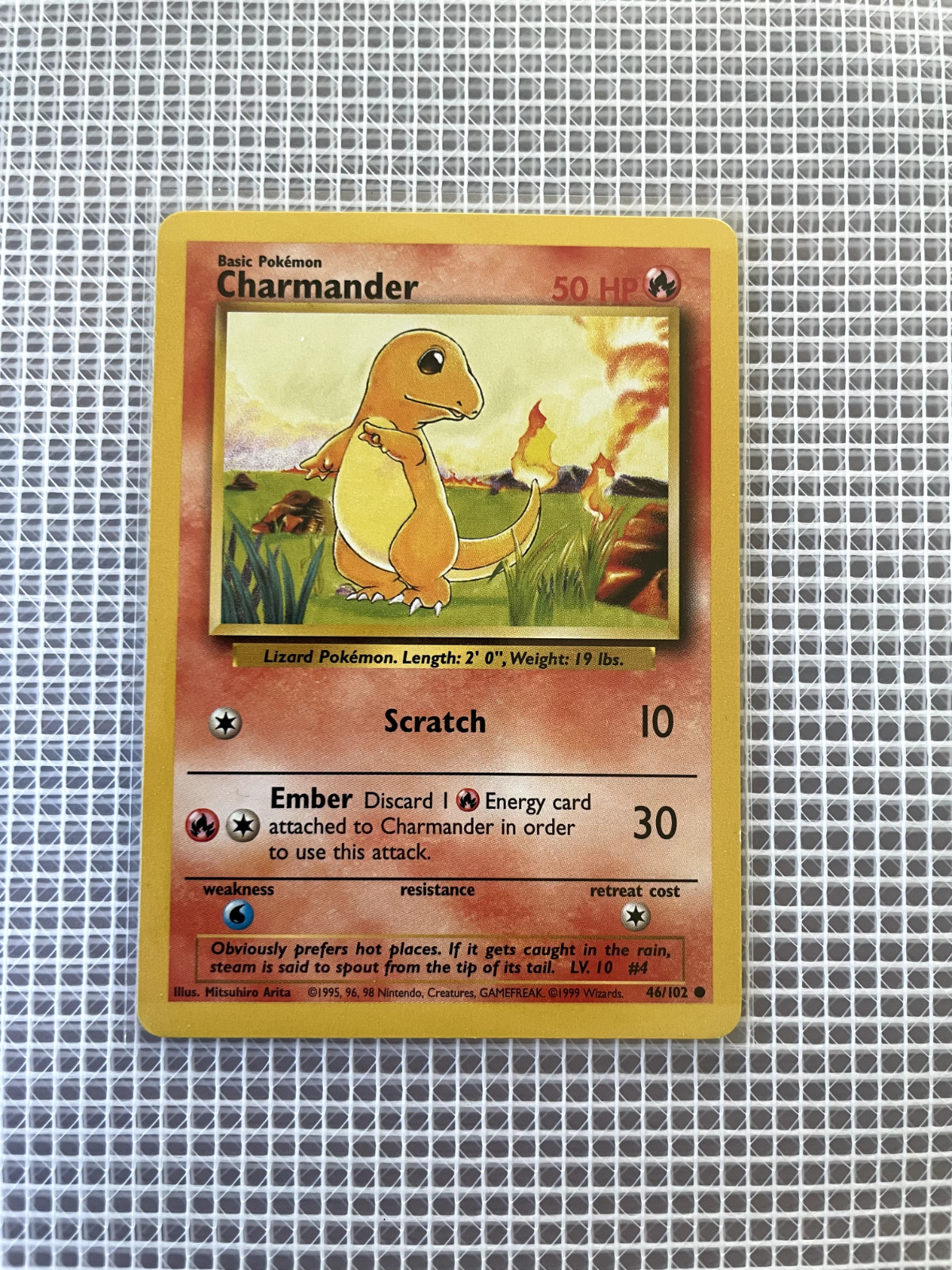 CHARMANDER 46/102 - Base Set Vintage 1999 Pokemon Card - Unlimited LP