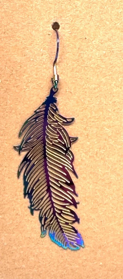 Compre 2 y obtenga 1 GRATIS Nuevos Pendientes de Pluma de Metal de Titanio para Damas Artículo #2047 Foto 3 de 4