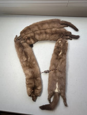 Vintage Genuine 4 Complete Mink Fur Collar Stole Wrap Scarf  Head Feet Tail 