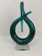 Stunning Murano Style Hand Blown Purple Art Glass Love Knot Swirl Sculpture 