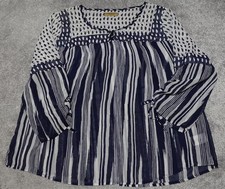 Valerie Stevens Tunic Tops Women's Large Blue Stripe Scoop Neck Long Sleeve