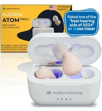 Audien ATOM PRO 2 Wireless Rechargeable OTC Hearing Aid,New,Sealed