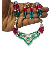 Indian Handcrafted MOP Necklace Set  Pendant  Gold Plated Royal Jewelry/16item