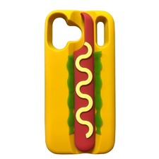 Custodia posteriore silicone morbida hot dog 3D per iPhone 11 12 13 14 15 16 17 Pro Max
