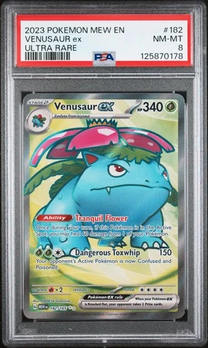 2023 POKEMON MEW EN-151 ULTRA RARE #182 VENUSAUR EX PSA 8