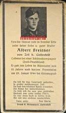 Sterbebild WWII Gefreiter Greifenfeld Regt. "Großdeutschland" GD Kirowograd