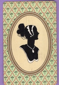 1 Single Swap Playing Card SILHOUETTE LADY LOVELY GIRL PROFILE DECO VINTAGE