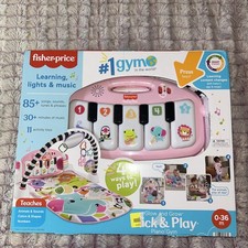 Fisher-Price Baby Playmat Glow and Grow Kick  Play Piano Gym, Pink Musical