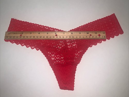 (1) NWT Victoria's Secret PINK Cute Red Heart All Over Lace Thong Panty (S) - Picture 7 of 11
