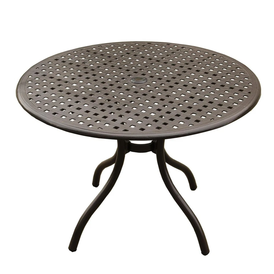 Modern Outdoor Mesh Aluminum 42-in Round Patio Dining Table - N/A - Image 3 of 4