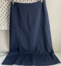 Lauren Ralph Lauren Navy Wool Long Pencil Skirt Lined Zip Size 10