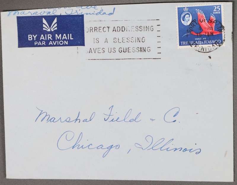 MayfairStamps Trinidad 1961 Port of Spain to Chicago IL Scarlet Bird Air Mail Co