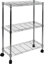 3-Tier Shelving All-Purpose Utility Cart Stainless Steel Height adjustable