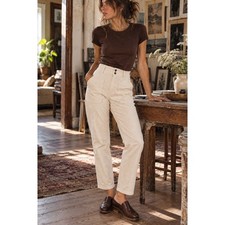 NWT Anthropologie Pilcro The Wanderer Corduroy Utility Straight Leg Creme 24P
