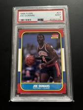 1986 Fleer 27 Joe Dumars PSA 9 Mint Rookie Card RC. rookie card picture
