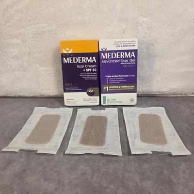 Mederma Scar Cream SPF 30 Advanced Scar Gel Silicone Scar Sheets Lot Open Box