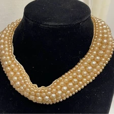 Source Unknown Cream Pearl Choker Necklace