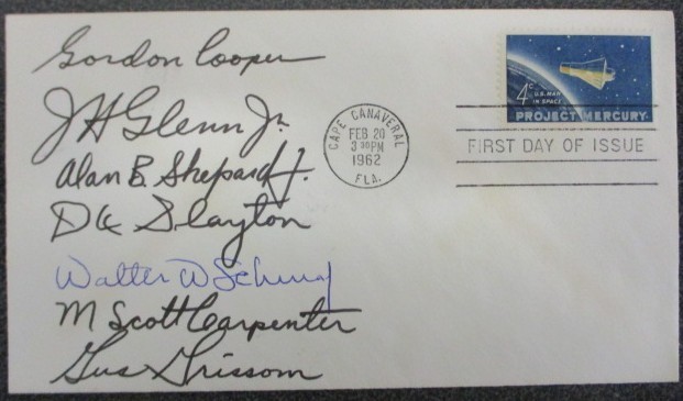 1962 Complete Mercury Seven Astronauts Signed First Day Issue Envelope